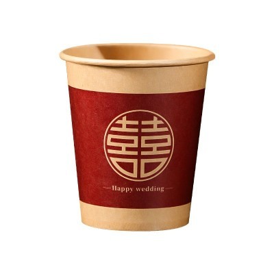 一次性喜杯子订婚宴结婚纸杯红色喜字水杯婚礼敬茶杯婚庆用 品批发图5