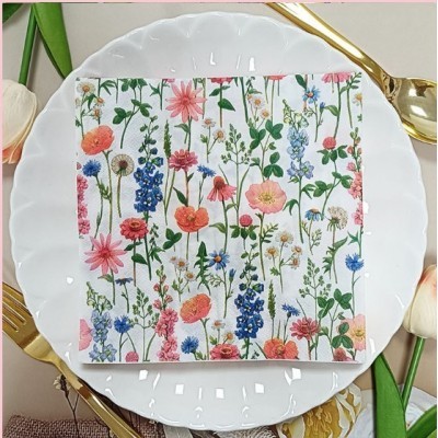 厂家直销批发跨境专供丛林小花印花餐巾纸彩色印花纸巾西餐厅用纸图2