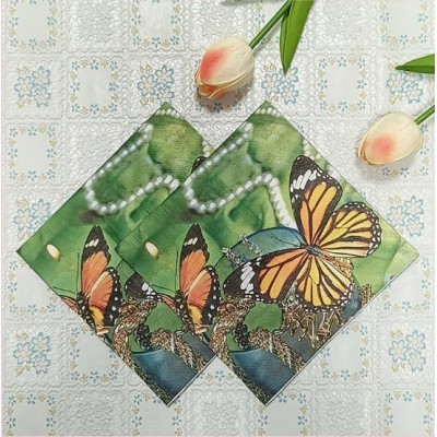 蝴蝶生日派对主题装饰纸巾跨境印花餐巾纸集会庆典方巾纸厂家批发