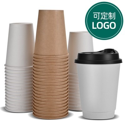 咖啡杯一次性热饮杯豆浆杯外带打包奶茶纸杯子一件起批加厚有盖子图3
