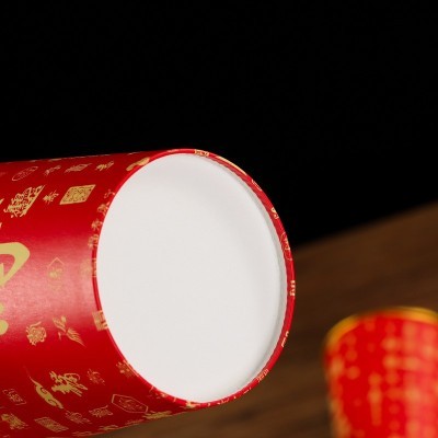 厂家现货一次性杯子批发大寿金箔红色纸杯长辈寿宴喜庆喜杯子定做图2