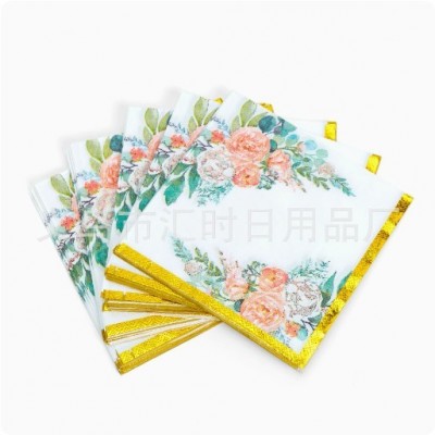 【现货】繁花彩色印花一次性餐巾纸印花纸巾派对酒店西餐工厂批发图2