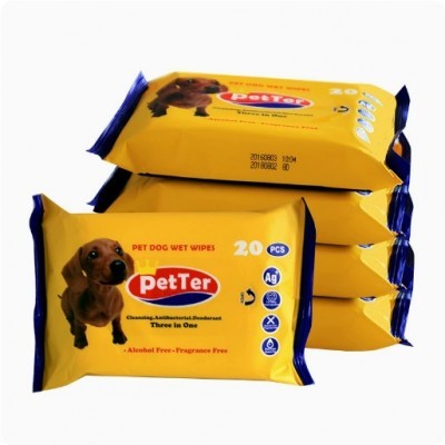 Petter宠物湿巾批发可爱卡通形象擦爪子擦眼睛宠物清洁湿巾20片图2