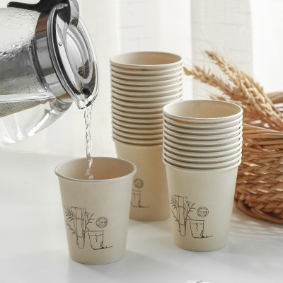 本色竹纤维纸杯一次性纯色水杯办公商用家用加厚杯子现货大号纸杯图2