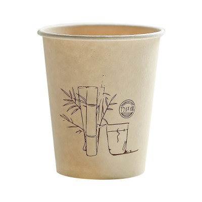 本色竹纤维纸杯一次性纯色水杯办公商用家用加厚杯子现货大号纸杯图3