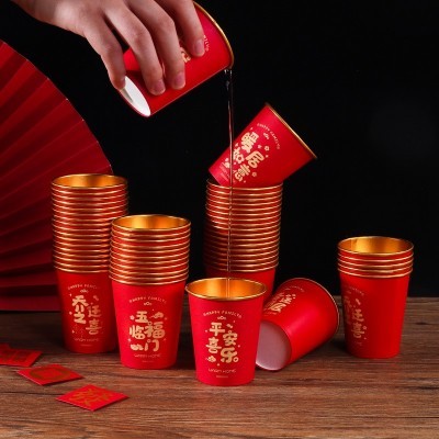 乔迁之喜加厚一次性纸杯新居入宅金箔红色纸杯新房搬家喜庆 喜杯子图4