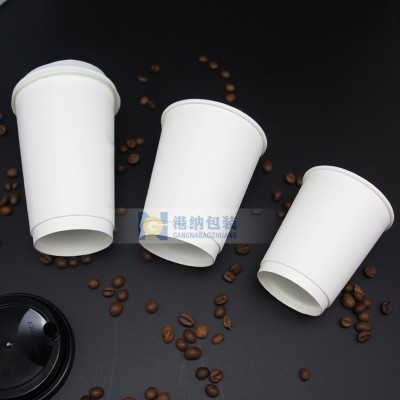杯子批发 一次性奶茶杯中空双层杯加厚热饮豆浆杯外卖 咖啡纸杯图3