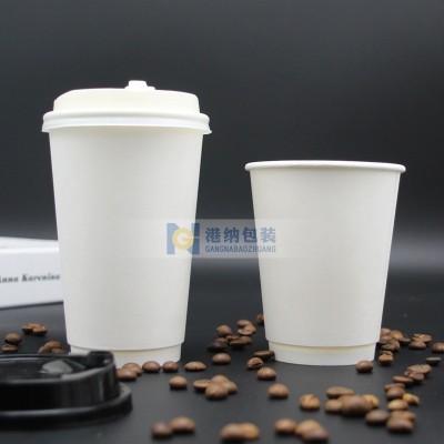 杯子批发 一次性奶茶杯中空双层杯加厚热饮豆浆杯外卖 咖啡纸杯图4