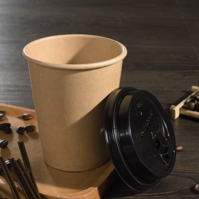 一次性纸杯 现货牛皮纸加厚办公商用热饮咖啡豆浆奶茶杯批发定 做