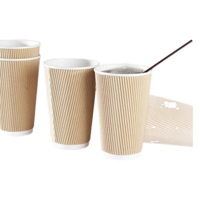一次性瓦楞咖啡杯隔热防烫加厚双层牛皮纸中空外卖热饮杯印刷logo图4