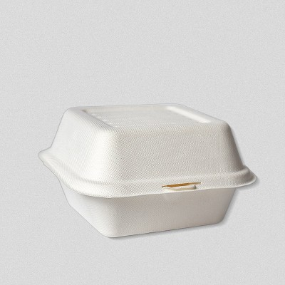 蛋糕便当盒纸浆汉堡餐盒可降解手绘画蛋糕卷水果盒子创意可加热图3