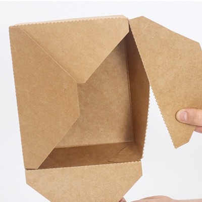 现货牛皮纸餐盒一次性饭盒炸鸡盒外卖饺子打包盒沙拉便当盒定 制图2