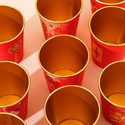 加厚一次性结婚纸杯婚庆婚礼家用喜字水杯印LOGO金箔春 节红色杯子图5