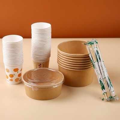 工厂直销一次性纸碗打包盒食品级家用纸碗加厚打包碗整箱批发图5