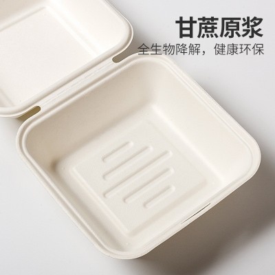 定制一次性餐盒可降解餐具环保纸浆餐盒烘培打包盒甘蔗浆饭盒图2
