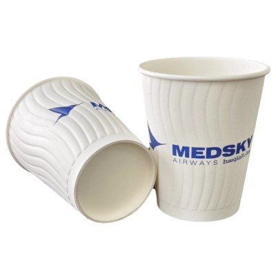 生产带手柄一次性纸杯 PAPER CUP热饮防烫有杯柄咖啡有盖蝴 碟纸杯图4