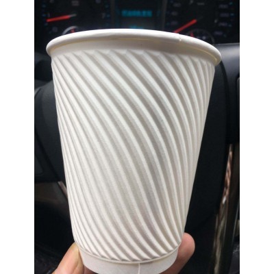 工厂直销压纹纸杯凹凸纹路浮雕一次性纸杯双层中空隔热激凸纸杯图3