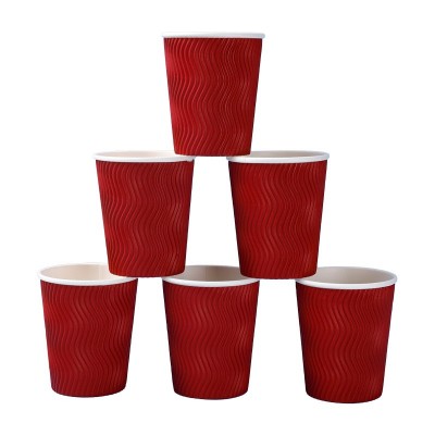 一次性瓦楞纸杯三层隔热瓦楞杯咖啡纸杯定制加厚奶茶纸杯热饮纸杯图2