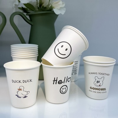 ins风一次性杯子加厚商用卡通图案纸杯家用豆浆杯笑脸水杯可批发图4