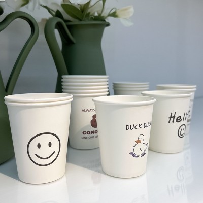 ins风一次性杯子加厚商用卡通图案纸杯家用豆浆杯笑脸水杯可批发图3