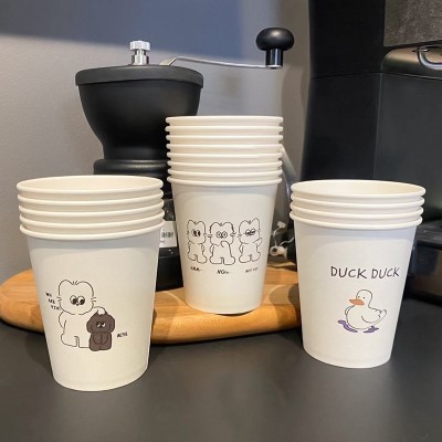 一次性纸杯批发250ml加厚家用水杯办公室商务广告杯子ins风简约杯图5
