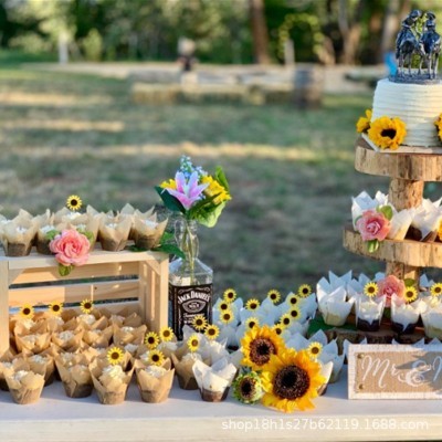 英文郁金香蛋糕纸杯火焰烘焙家用防油面包点心纸托金丝印花200个图2