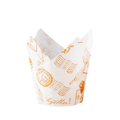 英文郁金香蛋糕纸杯火焰烘焙家用防油面包点心纸托金丝印花200个图4