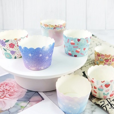 小号机制杯马芬杯可爱一次性蛋糕纸杯机制杯耐高温烘焙纸杯托50个图3