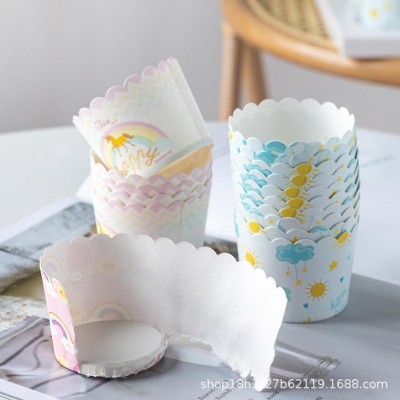 中号机制杯马芬杯蛋糕纸杯耐温烤箱烘焙不沾纸蒸家用中号纸托50个图2