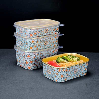 喇叭花一次性纸碗铝箔膜打包盒金箔纸外卖餐盒沙拉盒麻辣拌拉面碗图2