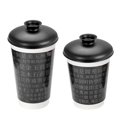 喇叭花一次性纸杯龙鳞纸杯 咖啡杯商用奶茶杯外带打包杯子热饮杯图2