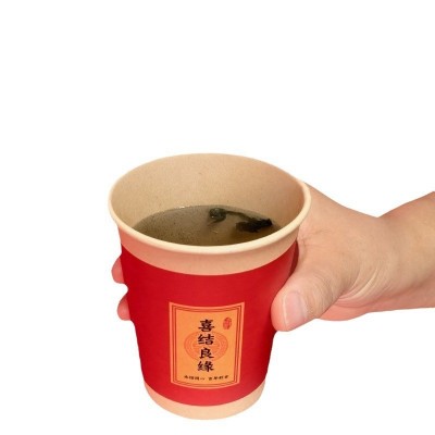 结婚纸杯本色加厚喜庆家用一次性杯子红色婚庆用品婚宴敬 茶水杯图5