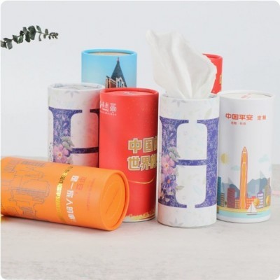 车载抽纸可印logo保险公司圆筒抽取式餐巾纸酒店商用广告纸巾批发图2