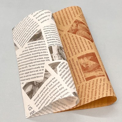 三明治包装纸汉堡防油纸小吃油炸吸油纸食物专用英文报纸薯条垫纸图3