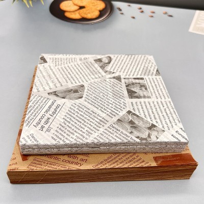 三明治包装纸汉堡防油纸小吃油炸吸油纸食物专用英文报纸薯条垫纸图4