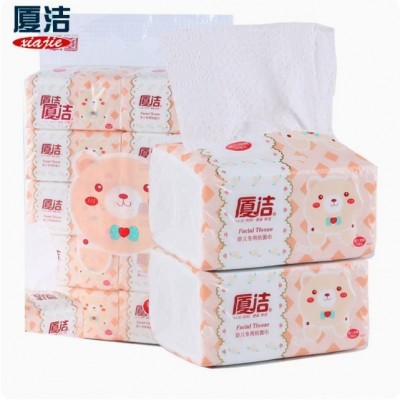 厦洁小熊家用婴儿抽纸巾 可湿水面巾纸批发 3层80抽面巾纸批发图2