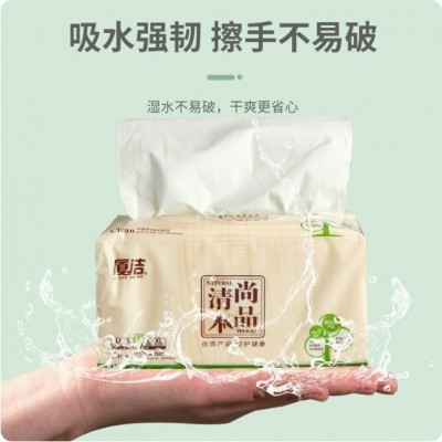 厦洁厂家青木系列超韧抽纸4层348张M码纸巾餐巾纸面巾纸家用批发图2