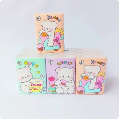 卡通可爱熊9连包卡通图案学生便携式小包纸巾口袋纸巾手帕纸巾图2