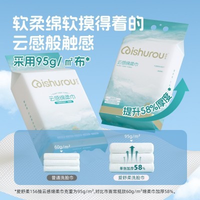 爱舒柔白狐洗脸巾加厚悬挂抽取式家庭美容院擦脸巾156抽一包图3