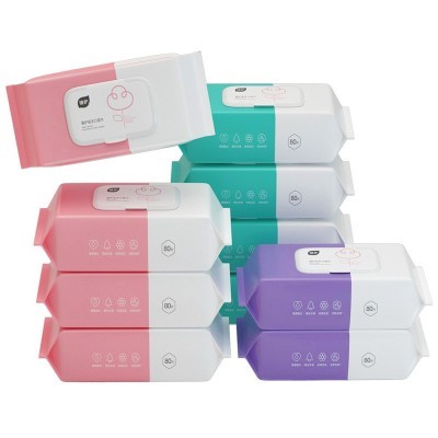 植护三色花宝宝婴儿柔湿巾80片*5包装便携纸手口湿纸巾厂家批发图5