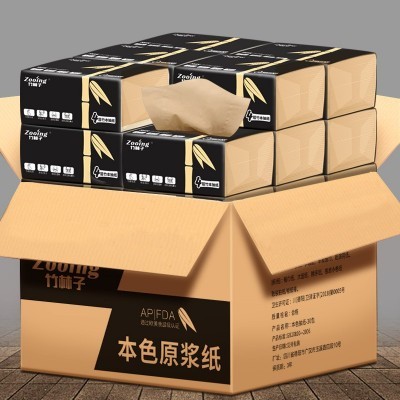 原生竹浆本色纸巾抽纸整箱实惠装餐巾纸抽家用卫生纸厂家直销批发图4
