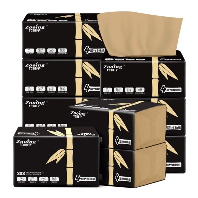 原生竹浆本色纸巾抽纸整箱实惠装餐巾纸抽家用卫生纸厂家直销批发图3