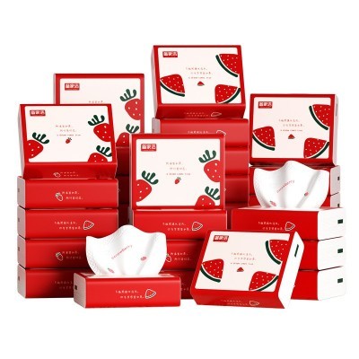 备家洁（开学季）便携式24包高端印花抽纸卡通草莓随身装纸巾五层图2