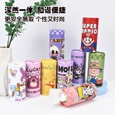 卡通桶装抽纸美乐蒂库洛米小熊兔子车载圆筒抽纸餐巾纸卫生纸厕纸图3