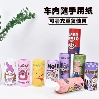 卡通桶装抽纸美乐蒂库洛米小熊兔子车载圆筒抽纸餐巾纸卫生纸厕纸图4