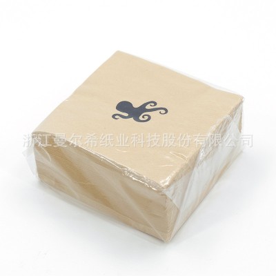 供应竹浆本色纸餐巾纸可印logo西餐厅奶茶店用方巾纸230原木色纸图3