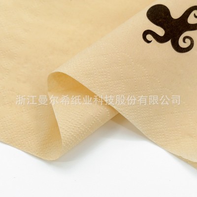 供应竹浆本色纸餐巾纸可印logo西餐厅奶茶店用方巾纸230原木色纸图4