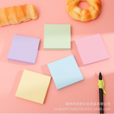 厂家批发莫兰迪五色正方形便利贴粘性强便签本迷你可撕可印图3