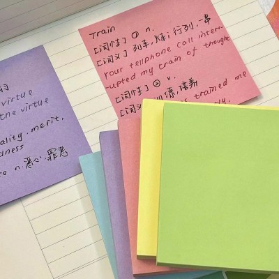 厂家批发莫兰迪五色正方形便利贴粘性强便签本迷你可撕可印图2