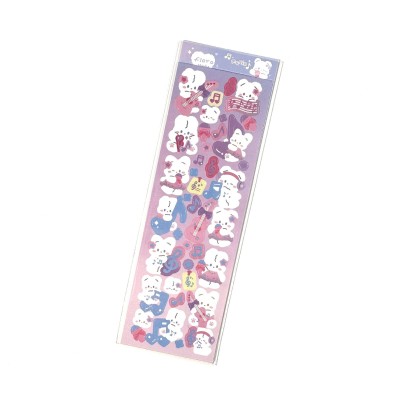 韩国爆款floro小白兔贴纸批发韩系镭射可爱卡通动物手账咕卡贴纸图2